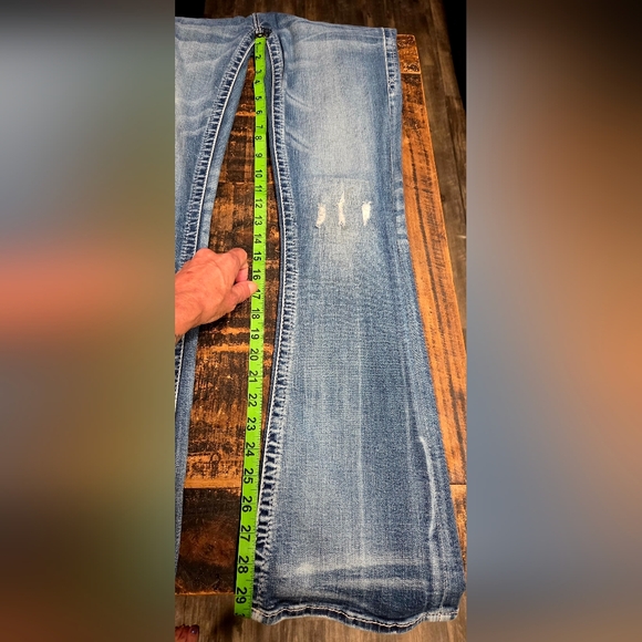 Rock Revival Distressed Blue Flare Jeans - Picture 12 of 13